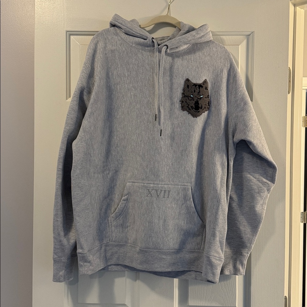 Greyson- Gray Graphic Hoodie with Embroidered Patch